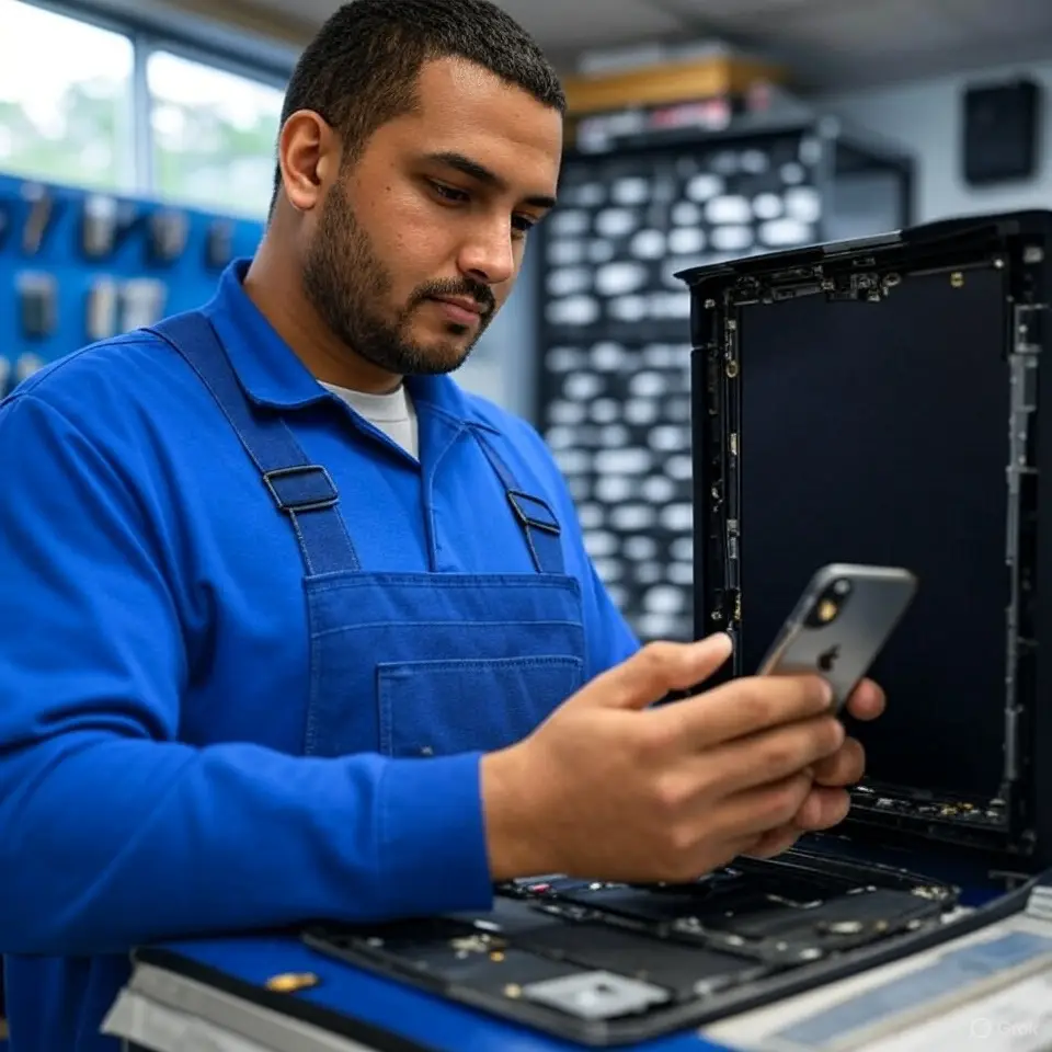 Technician performing iPhone speaker repair in Orlando, FL, serving Clermont, Winter Garden, and Groveland